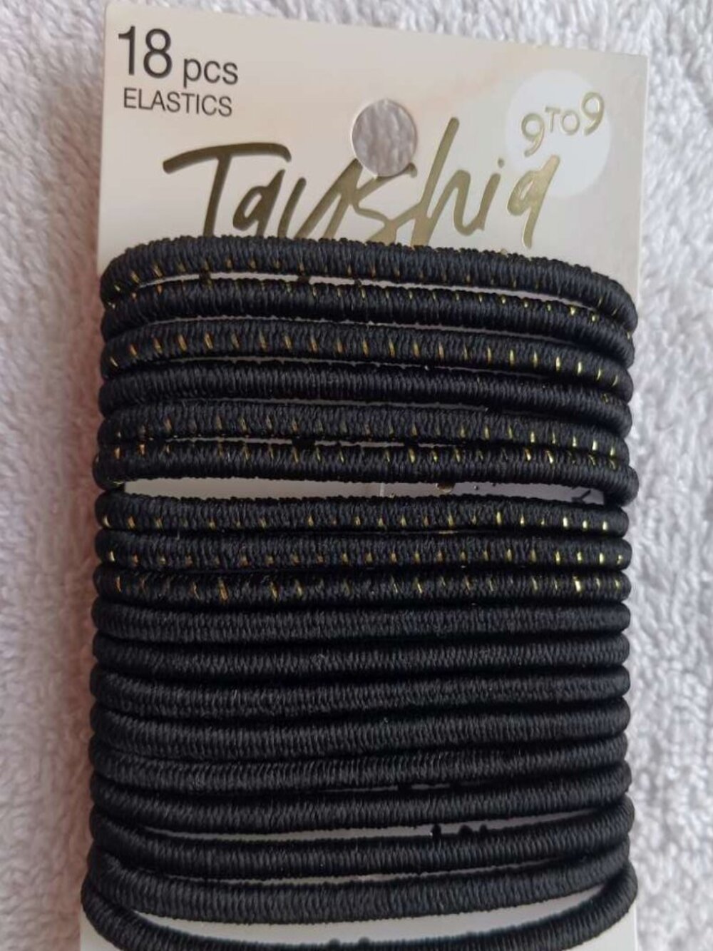 18 Scunci Tayshia Black Gold Tinsel Woven No Metal Elastic Ponytailer Hair Bands